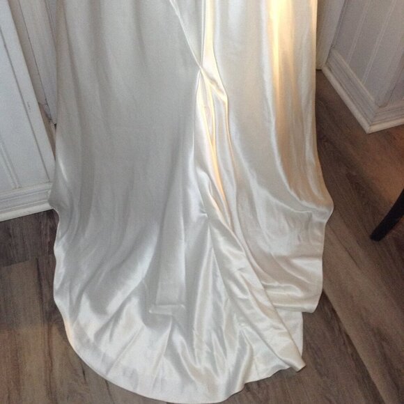 David's Bridal "8" Strapless Wedding Gown; Satin, Traditional Chic, Quiet Luxury - Picture 5 of 6
